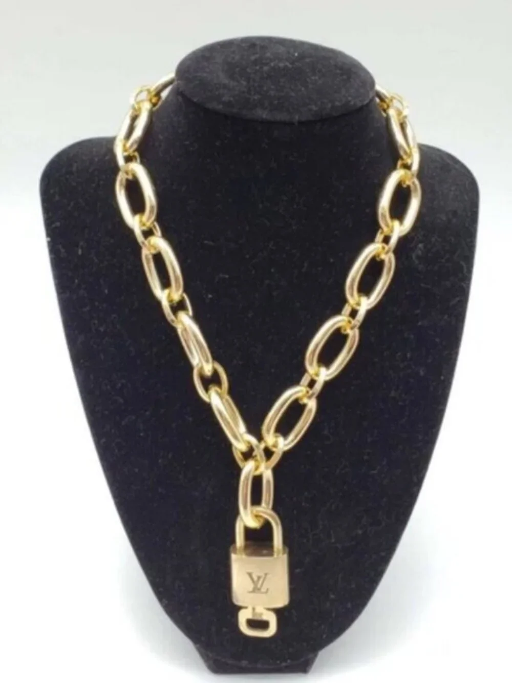 Gold-Plated Necklace with Authentic Louis Vuitton Padlock